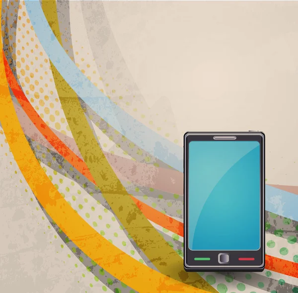 Illustration of mobile phone. Retro background — Stock Vector