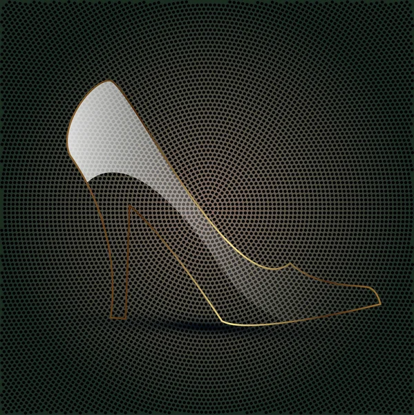 Zapato de vidrio sobre fondo metálico — Vector de stock