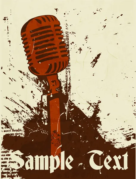 Affiche de concert grunge avec microphone — Image vectorielle