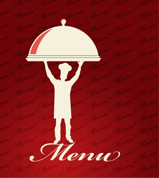 Menu restaurant design. Avec le chef cuisinier silhouette — Image vectorielle