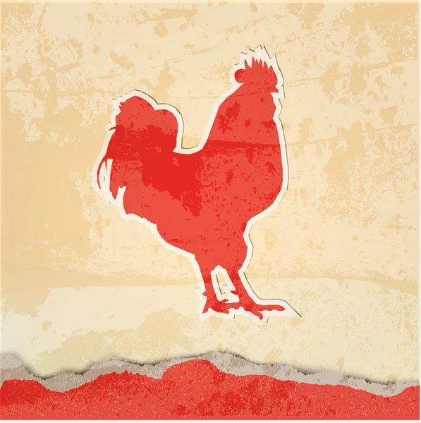 Red rooster retro poster — Stock Vector