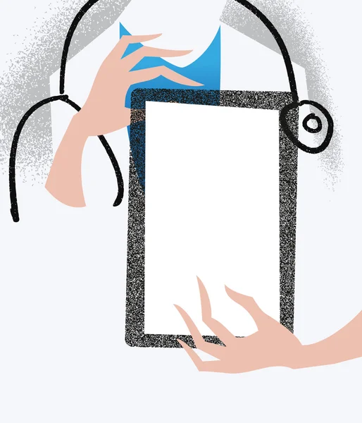Arzt in der Hand einer Tablette. Medizinische Illustration. — Stockvektor