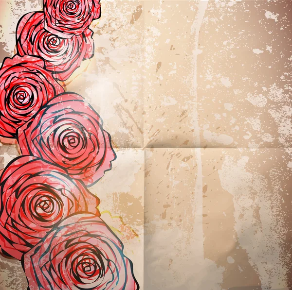 Ročník karta s květinou. vektorové růže květ pozadí — Stockový vektor