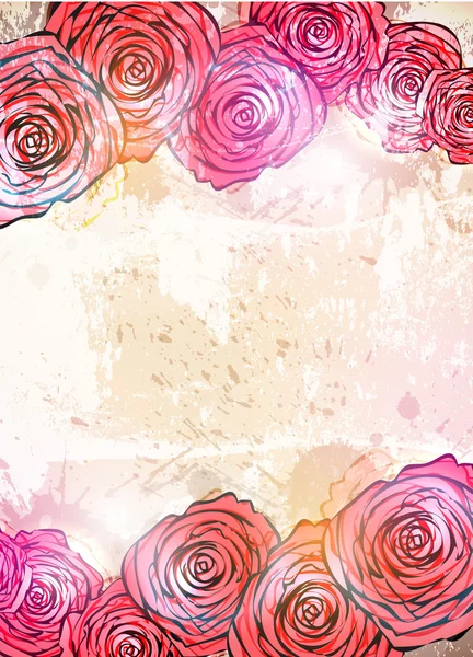 Vintage kort med en blomma. vektor ros blomma bakgrund — Stock vektor