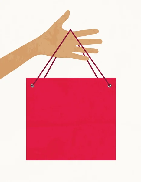 Mano con shopping bag. Vettore — Vettoriale Stock