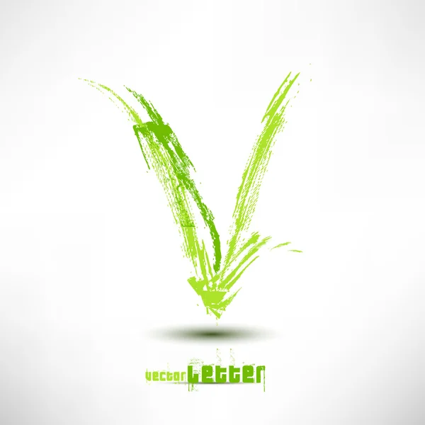 Met de hand getekend vectorillustratie brief. Grunge groen gras wav — Stockvector