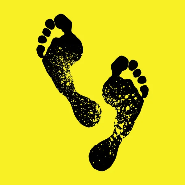 Pieds imprimés sur un fond jaune — Image vectorielle