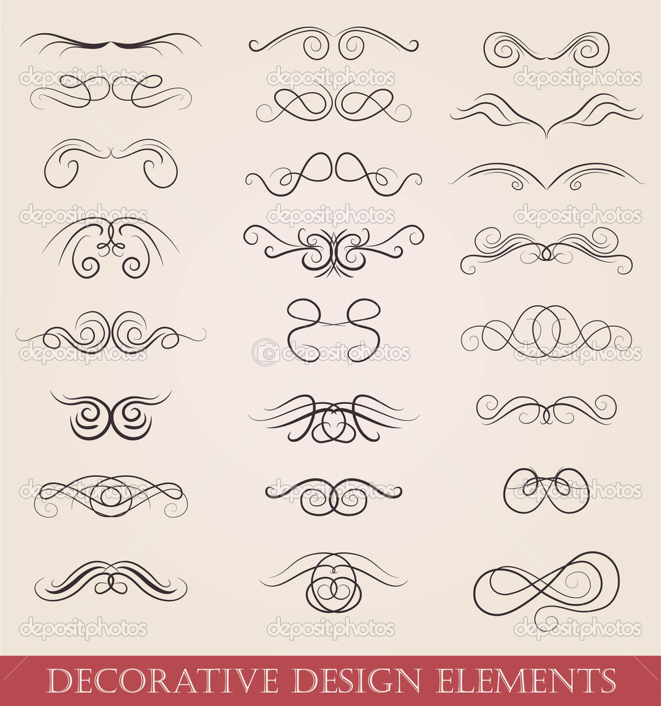 vector set calligraphic design elements retro style