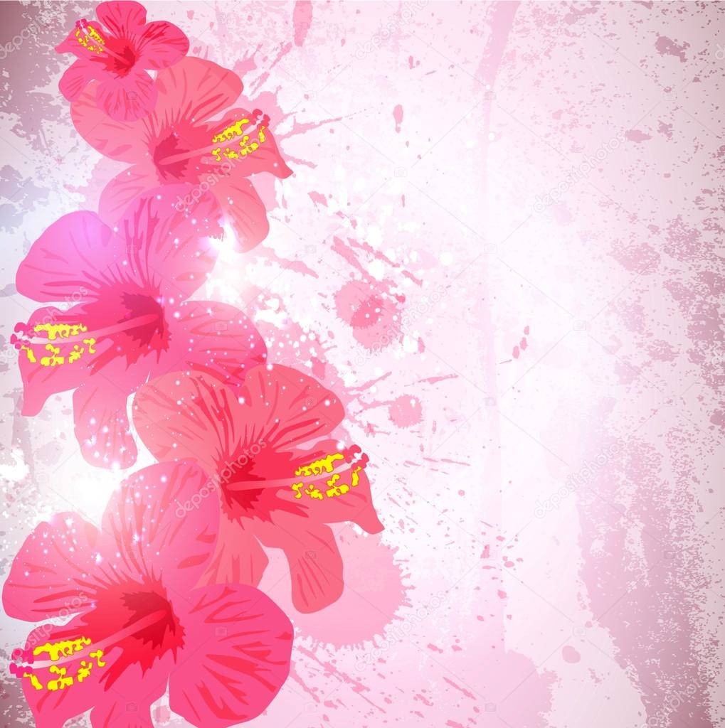 Abstract tropical background. Hibiscus flower for design.