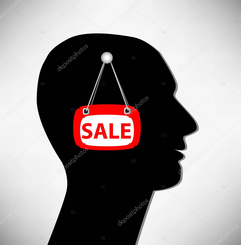 Conceptual Illustration of a man. Brains for sale.