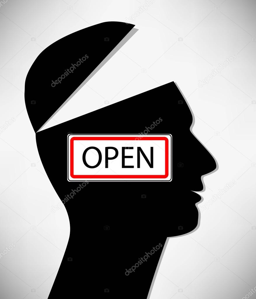 Conceptual Illustration of a open minded man. A man with an open