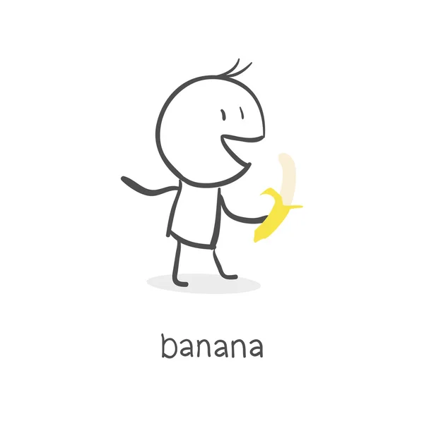 Man äter en banan. — Stock vektor