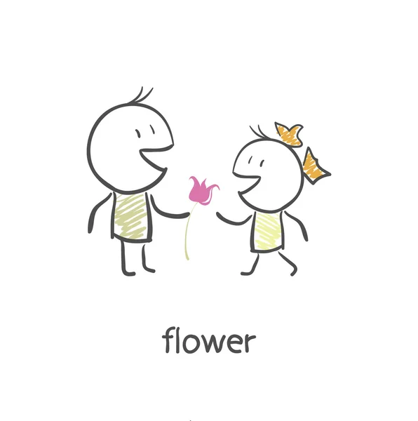 The guy gives a girl a flower — Stock Vector