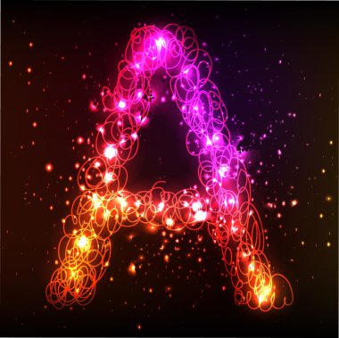 Neon ışık alfabe. mektup bir