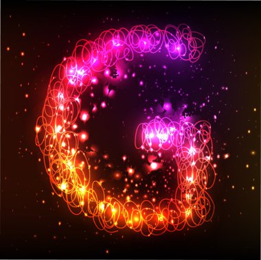 Neon ışık alfabe. harf g
