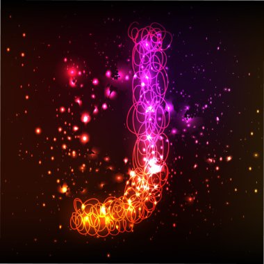 Neon ışık alfabe. harf j