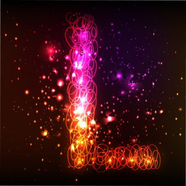 Neon ışık alfabe. l harfi