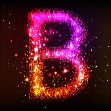Neon ışık alfabe. mektup b