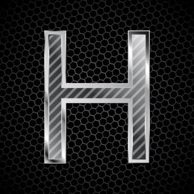  Metalik bir metal ızgara üzerinde yazı tipi. h harfi