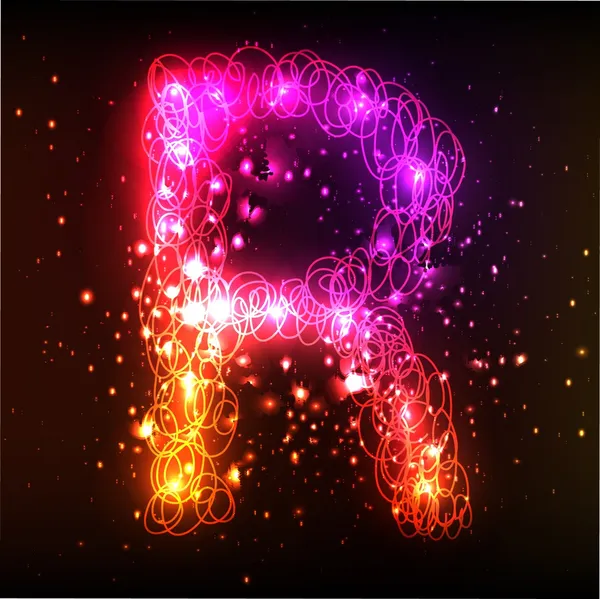 Neon ljus alfabet. bokstaven r — Stockfoto
