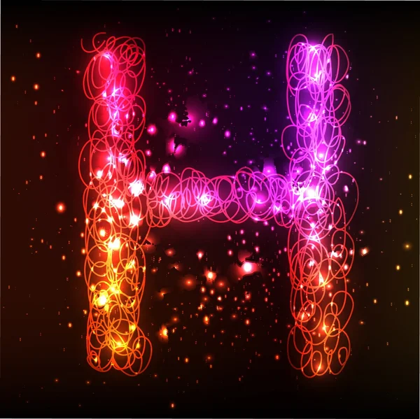 Neon ljus alfabet. bokstaven h — Stockfoto