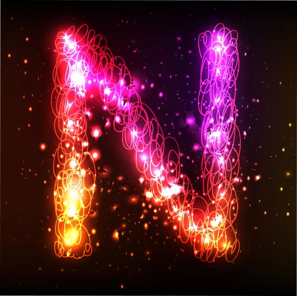 Neon light alfabetów. litera n — Zdjęcie stockowe