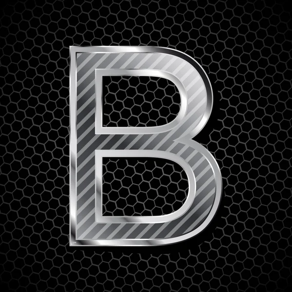 Fémes betűtípus egy fém rács. B betű — Stock Fotó
