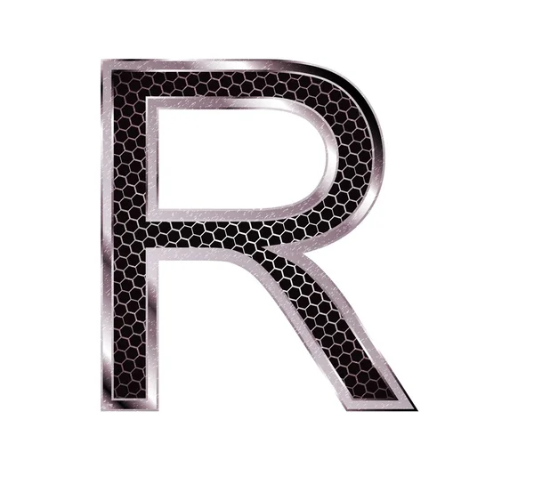 Металлический шрифт. Буква R — стоковое фото