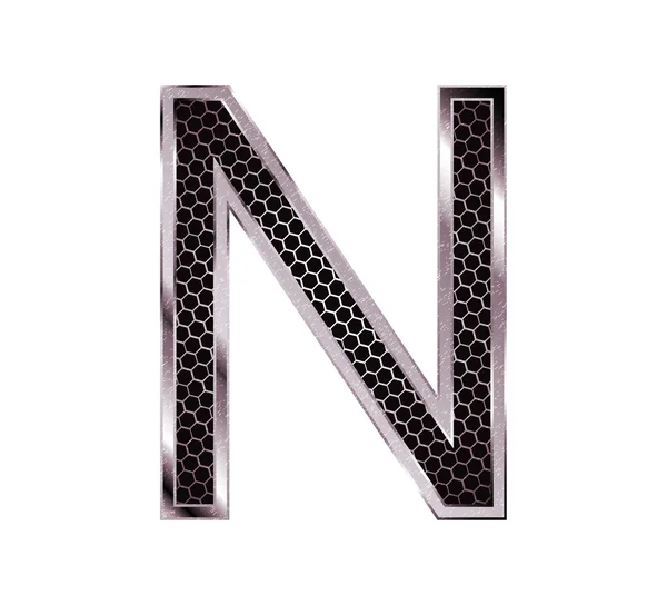 Metalen lettertype. alfabet n — Stockfoto