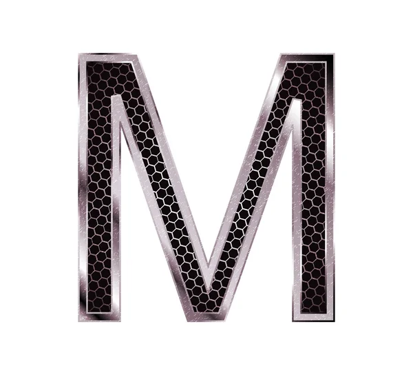 Металлический шрифт. Буква M — стоковое фото