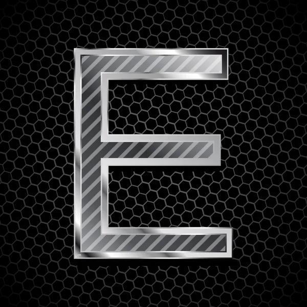 Metallic font on a metal grid. Letter E — Stock Photo, Image