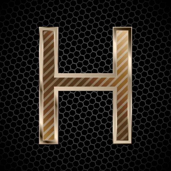 Metalowe czcionki na metalowej siatce. litera h — Zdjęcie stockowe