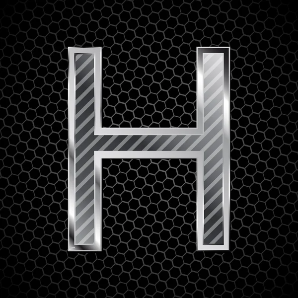 Metallic font on a metal grid. Letter H — Stock Photo, Image