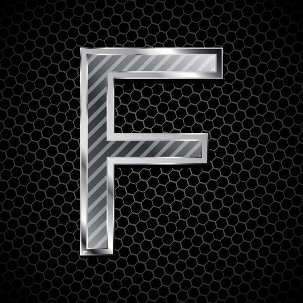 Metallic font on a metal grid. Letter F — Stock Photo, Image