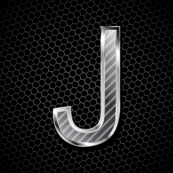 Μεταλλικό γραμματοσειρά σε ένα μεταλλικό πλέγμα. γράμμα j — Φωτογραφία Αρχείου