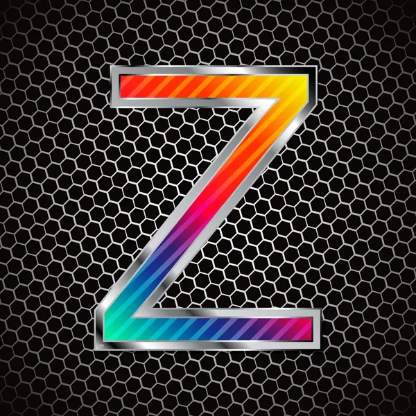 Metallic font on a metal grid. Letter Z — Stock Photo, Image