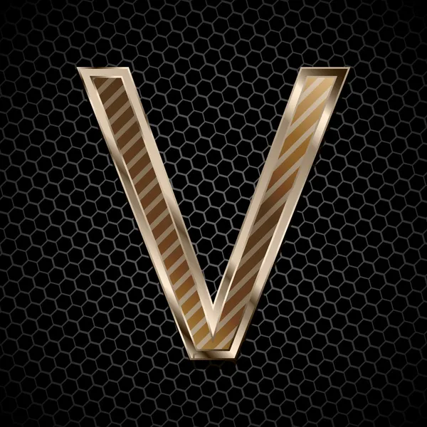 Metallic font on a metal grid. Letter V — Stock Photo, Image