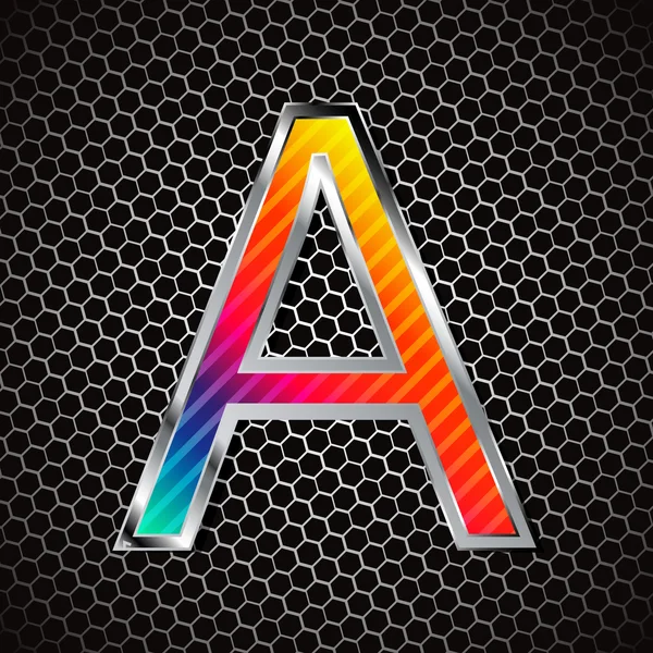 Metallic font on a metal grid. Letter A — Stock Photo, Image