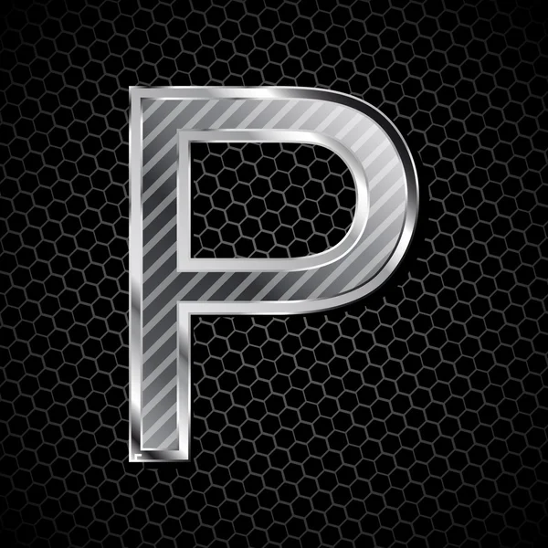 Metallic font on a metal grid. Letter P — Stock Photo, Image