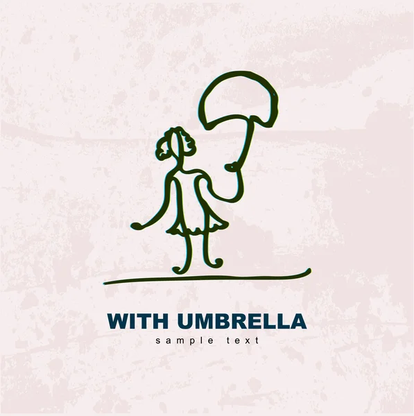 En flicka med ett paraply. konceptuella vykort. — Stockfoto