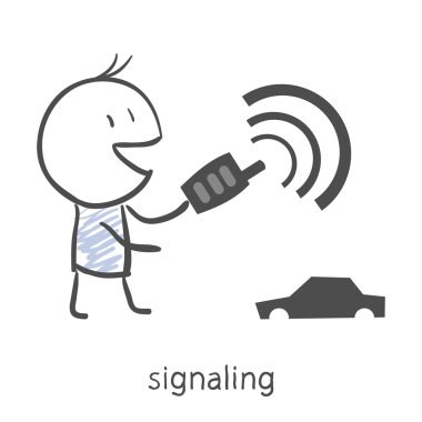 çizgi film çocuk araba alarmı koyar.