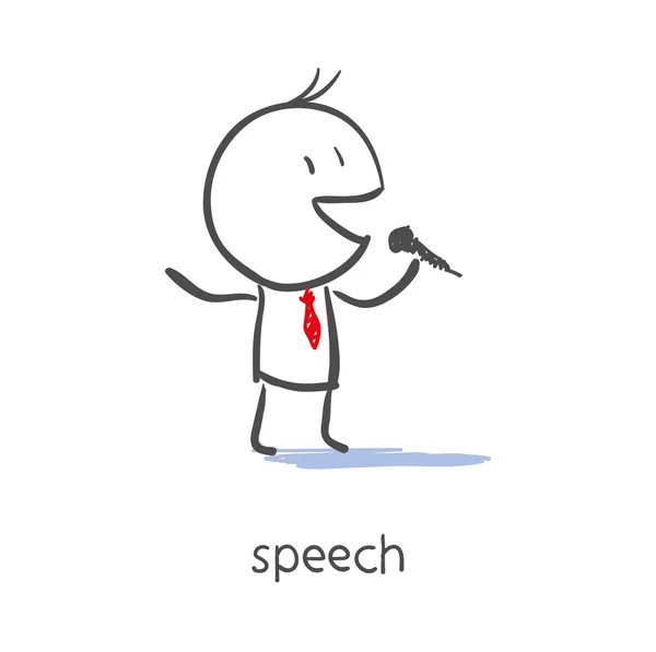 Businessman Talking On Microphone — Stock Vector