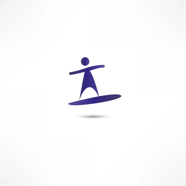 Man op de branding. pictogram — Stockvector