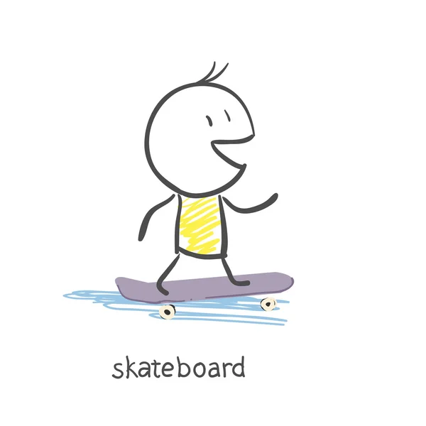Uomo su Skateboard — Vettoriale Stock