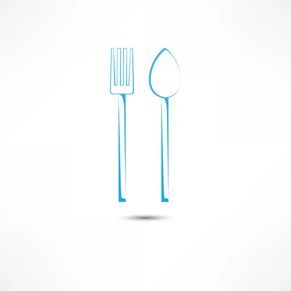 Tenedor y cuchara icono — Vector de stock