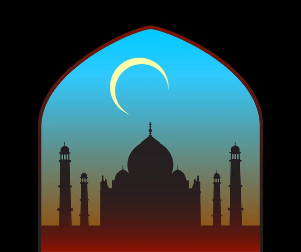 Noche de luna india. Taj Mahal templo vector — Archivo Imágenes Vectoriales