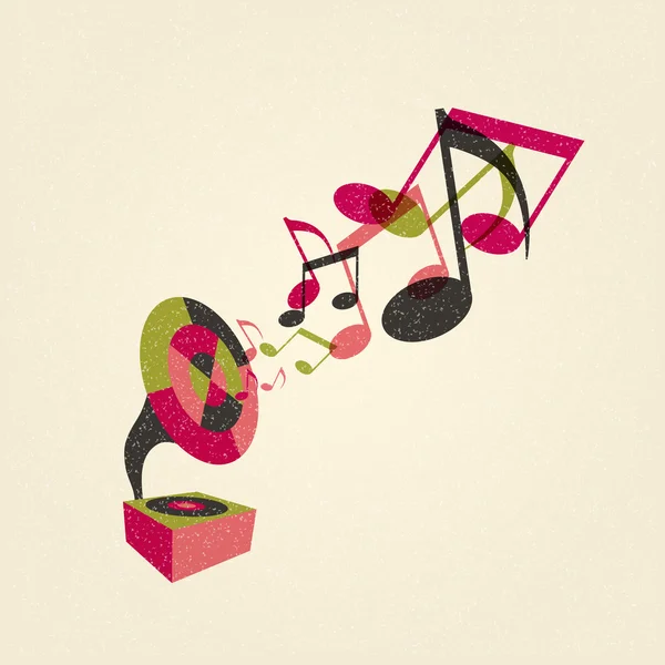 Gramophone avec musique — Image vectorielle