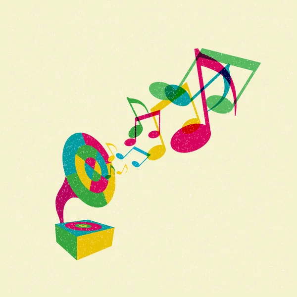 Gramophone avec musique — Image vectorielle