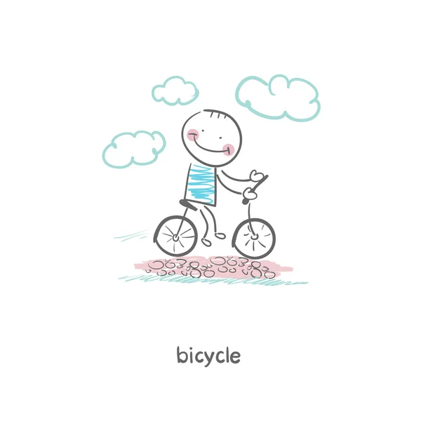 En man rider en cykel. illustration. — Stock vektor