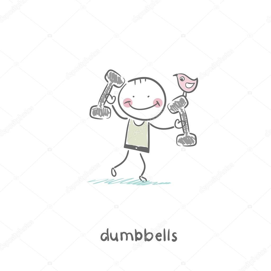 Man lifts dumbbells